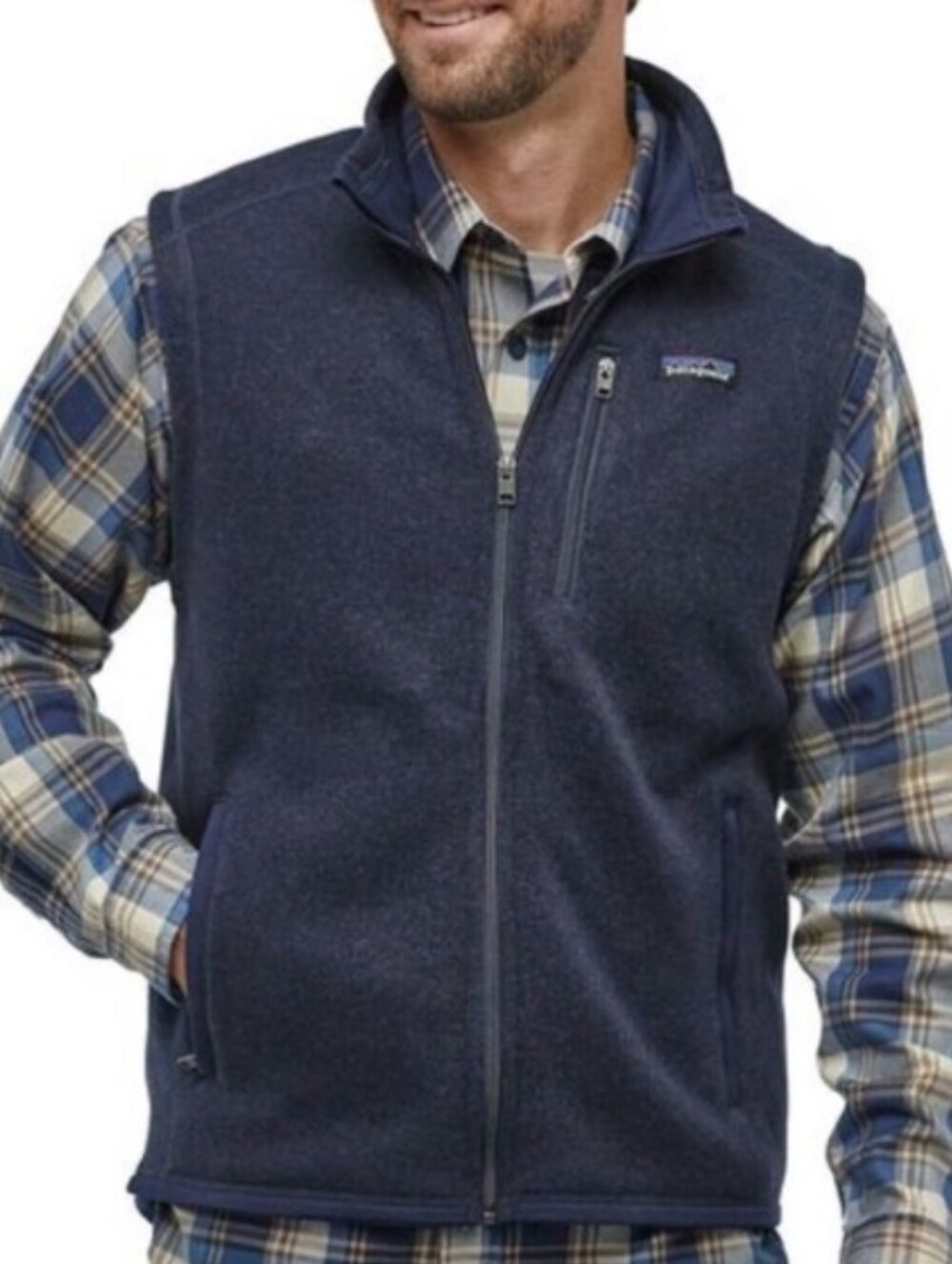 Patagonia Mens Better Sweater Fleece Vest XL Full Zip Navy Outdoors Travel Logo